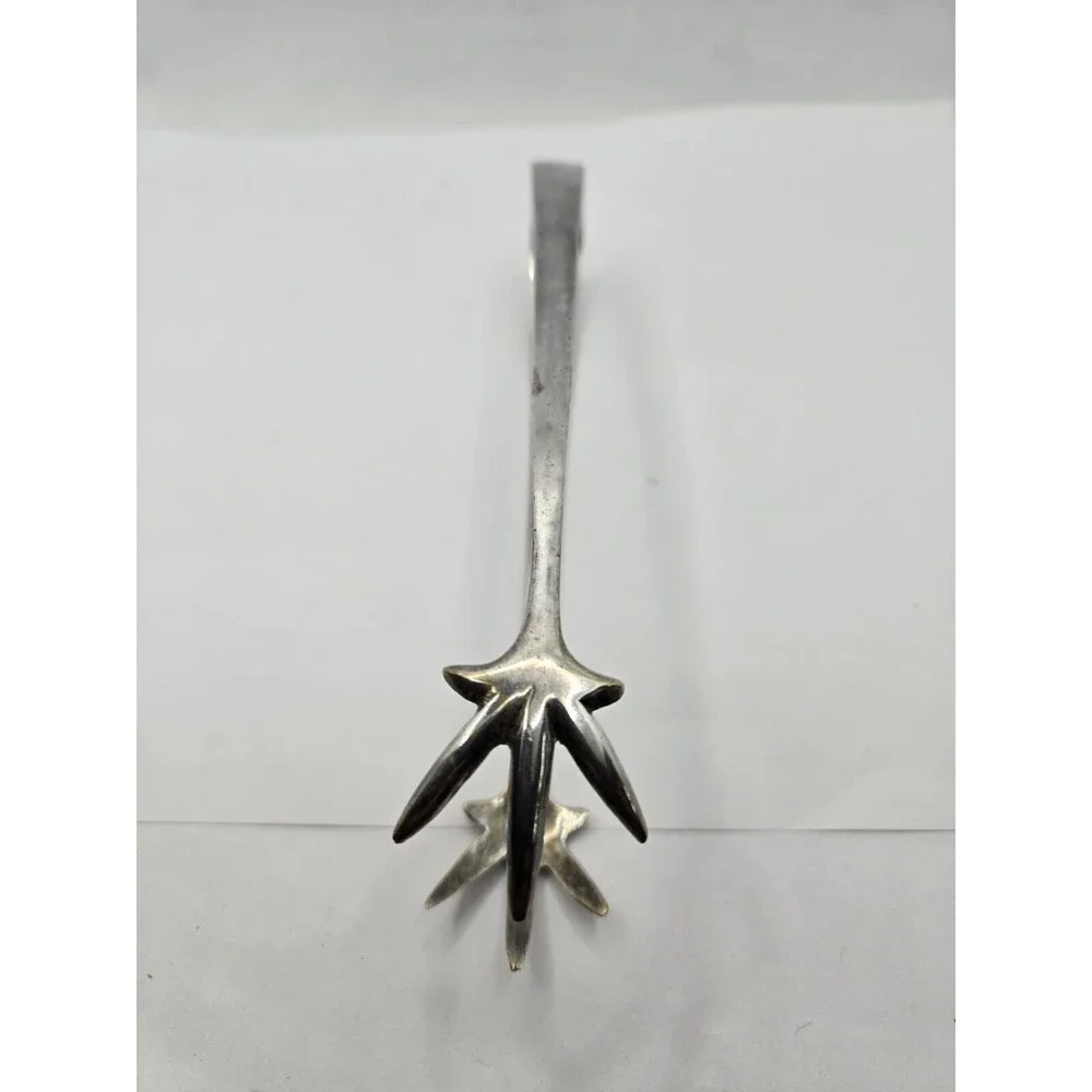 Large Claw-Foot Ice Tongs Silver Plated Design Shined